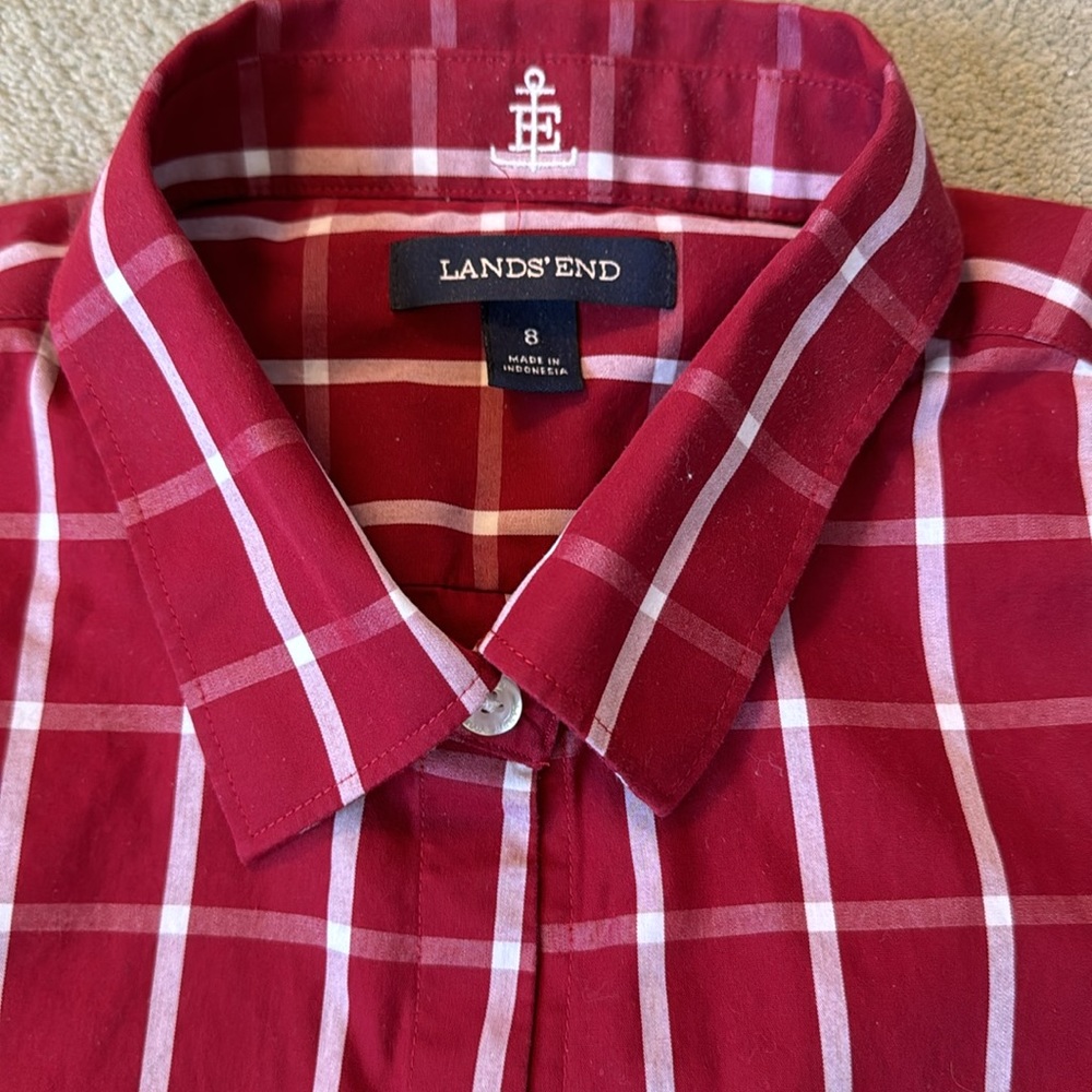 LANDS’ END Red Sleeveless Top SZ8 - Picture 3 of 5